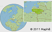 Physical Location Map of Lithuania, savanna style outside
