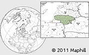 Savanna Style Location Map of Lithuania, blank outside, hill shading inside
