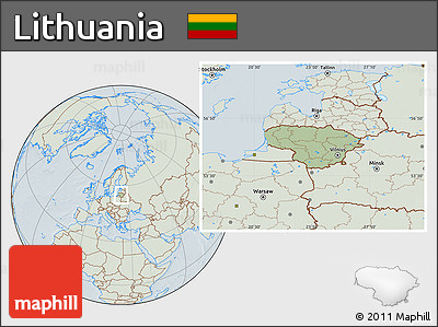 Savanna Style Location Map of Lithuania, lighten, hill shading