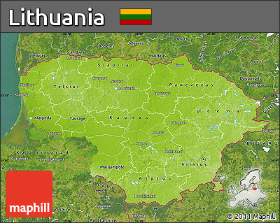 Physical Map of Lithuania, satellite outside