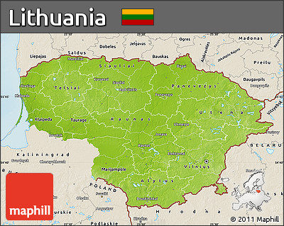 Physical Map of Lithuania, shaded relief outside