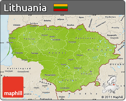 Physical Map of Lithuania, shaded relief outside