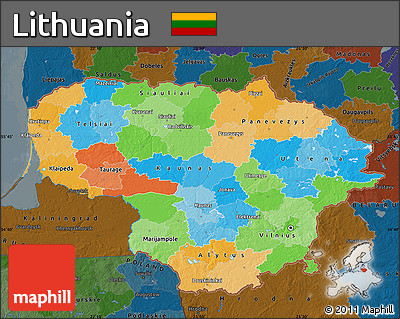 Political Map of Lithuania, darken