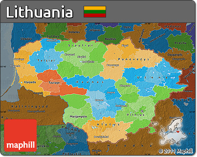 Political Map of Lithuania, darken