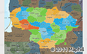Political Map of Lithuania, darken, semi-desaturated, land only