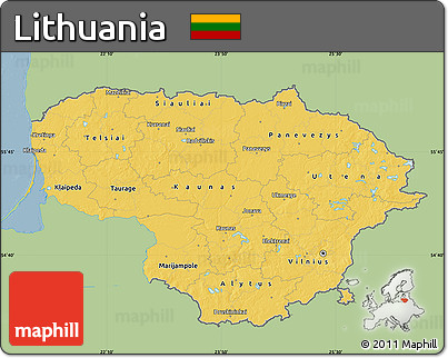 Savanna Style Map of Lithuania, single color outside