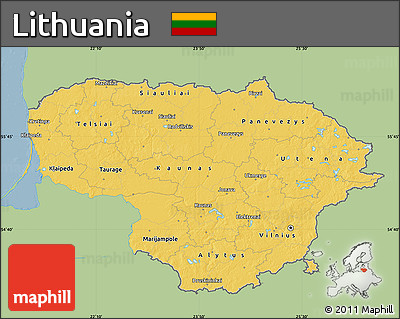 Savanna Style Map of Lithuania, single color outside