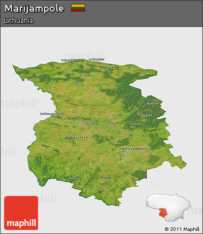 Satellite 3D Map of Marijampole, single color outside