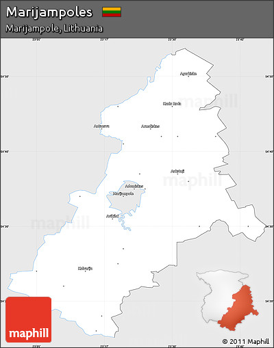 Silver Style Simple Map of Marijampoles, single color outside