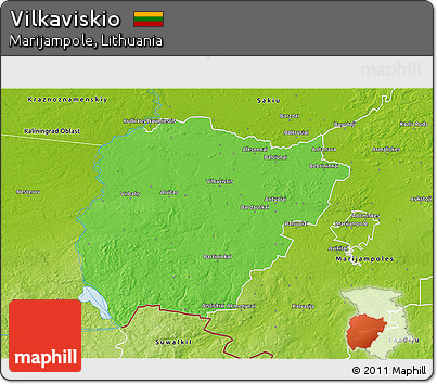 Political 3D Map of Vilkaviskio, physical outside