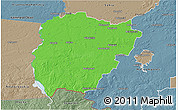 Political 3D Map of Vilkaviskio, semi-desaturated