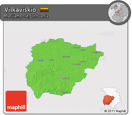 Political 3D Map of Vilkaviskio, single color outside