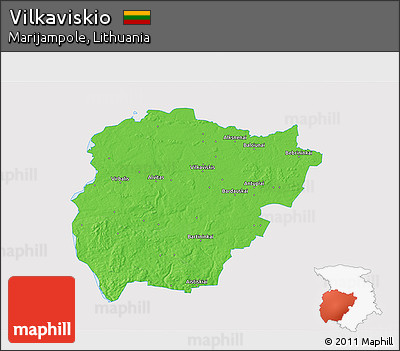Political 3D Map of Vilkaviskio, single color outside