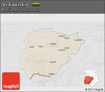 Shaded Relief 3D Map of Vilkaviskio, lighten, desaturated