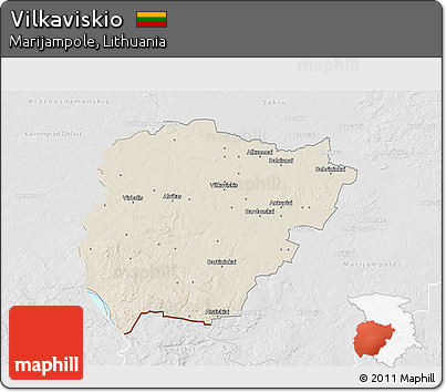 Shaded Relief 3D Map of Vilkaviskio, lighten, desaturated