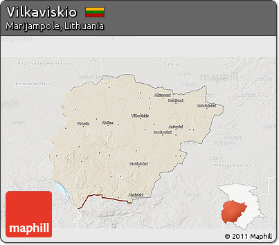 Shaded Relief 3D Map of Vilkaviskio, lighten, semi-desaturated