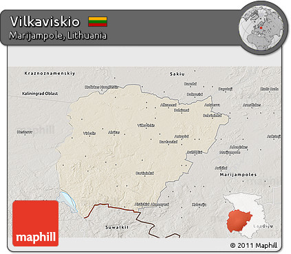Shaded Relief 3D Map of Vilkaviskio, semi-desaturated
