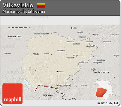 Shaded Relief 3D Map of Vilkaviskio, semi-desaturated