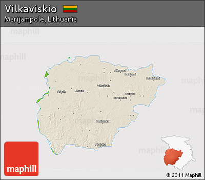 Shaded Relief 3D Map of Vilkaviskio, single color outside