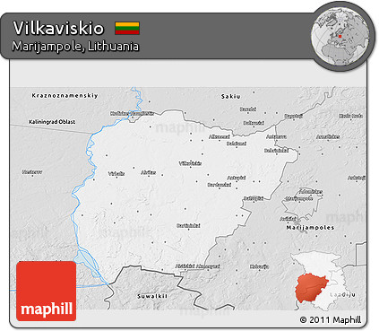 Silver Style 3D Map of Vilkaviskio