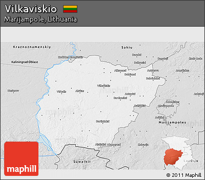 Silver Style 3D Map of Vilkaviskio