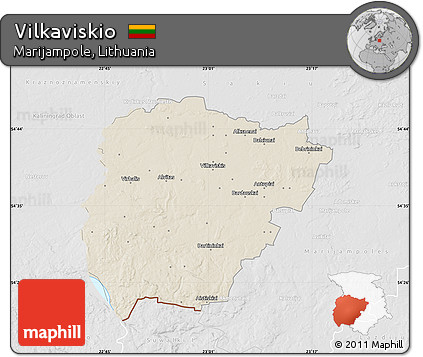 Shaded Relief Map of Vilkaviskio, lighten, desaturated
