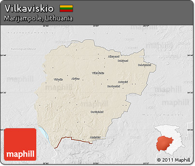 Shaded Relief Map of Vilkaviskio, lighten, desaturated