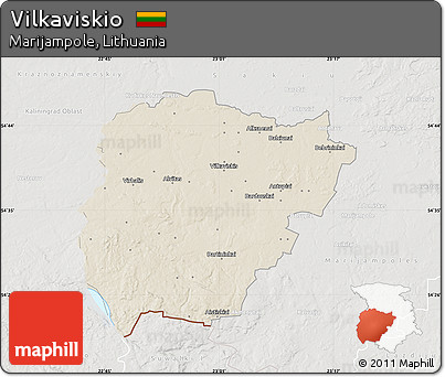 Shaded Relief Map of Vilkaviskio, lighten, semi-desaturated