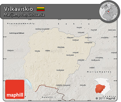 Shaded Relief Map of Vilkaviskio, semi-desaturated