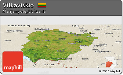 Satellite Panoramic Map of Vilkaviskio, shaded relief outside