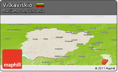 Shaded Relief Panoramic Map of Vilkaviskio, physical outside