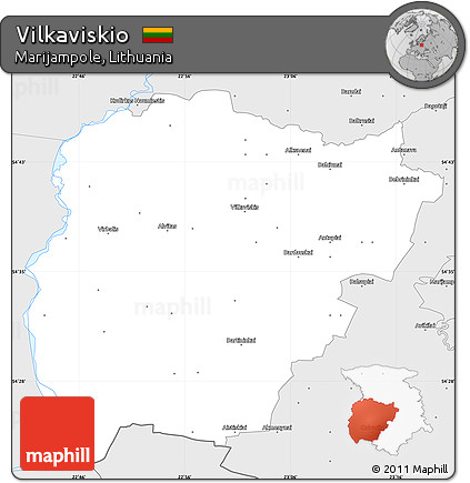 Silver Style Simple Map of Vilkaviskio