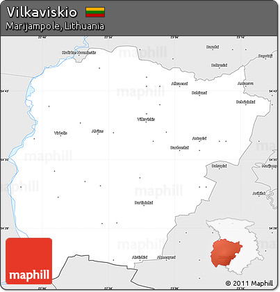Silver Style Simple Map of Vilkaviskio