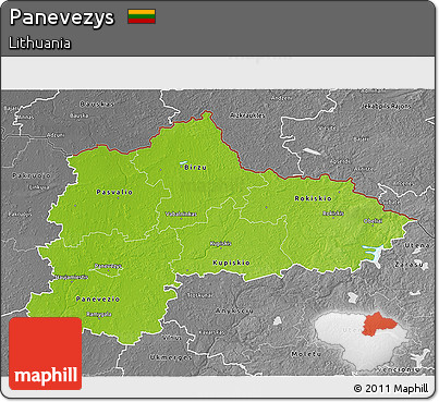 Physical 3D Map of Panevezys, desaturated