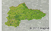 Satellite 3D Map of Panevezys, lighten, semi-desaturated