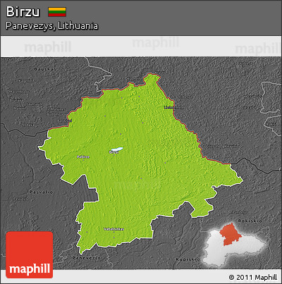 Physical 3D Map of Birzu, darken, desaturated