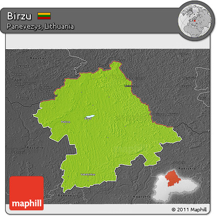 Physical 3D Map of Birzu, darken, desaturated