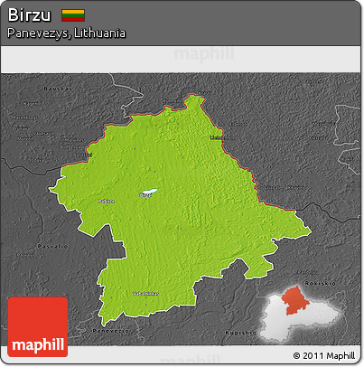 Physical 3D Map of Birzu, darken, desaturated