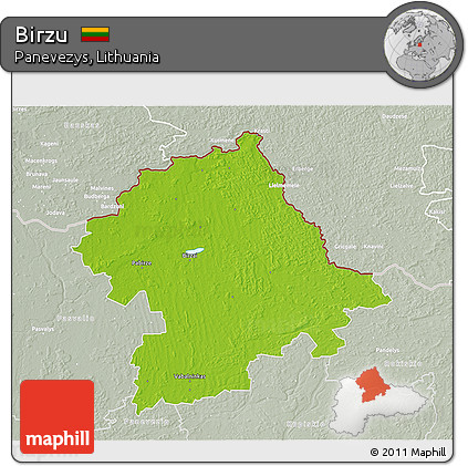 Physical 3D Map of Birzu, lighten, semi-desaturated