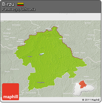 Physical 3D Map of Birzu, lighten, semi-desaturated