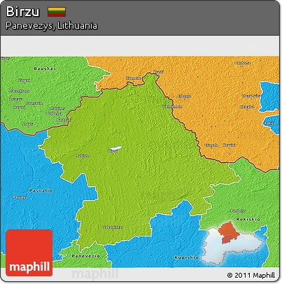 Physical 3D Map of Birzu, political outside