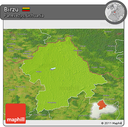 Physical 3D Map of Birzu, satellite outside