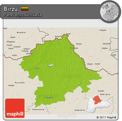 Physical 3D Map of Birzu, shaded relief outside