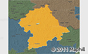 Political 3D Map of Birzu, darken, semi-desaturated