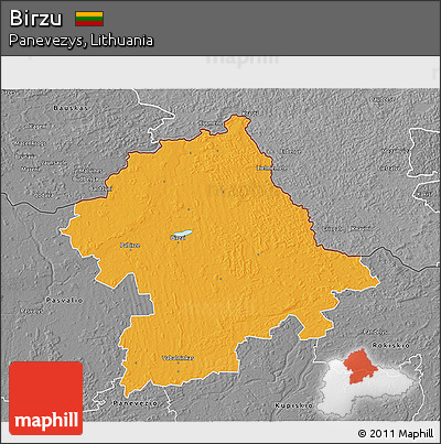 Political 3D Map of Birzu, desaturated