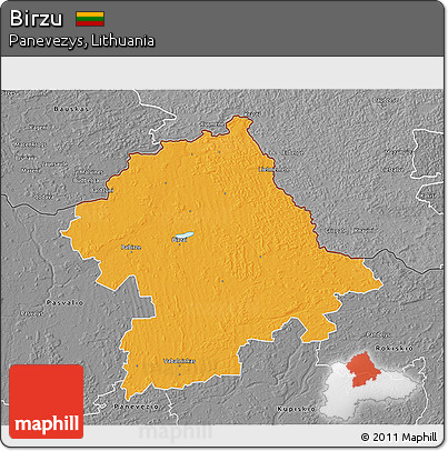 Political 3D Map of Birzu, desaturated