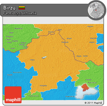 Political 3D Map of Birzu