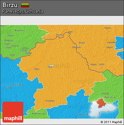 Political 3D Map of Birzu