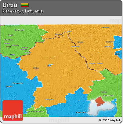 Political 3D Map of Birzu