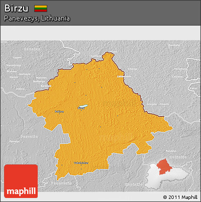 Political 3D Map of Birzu, lighten, desaturated